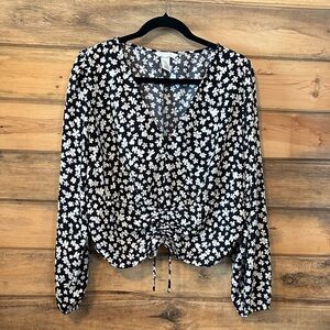 H&M Black and White Floral Blouse